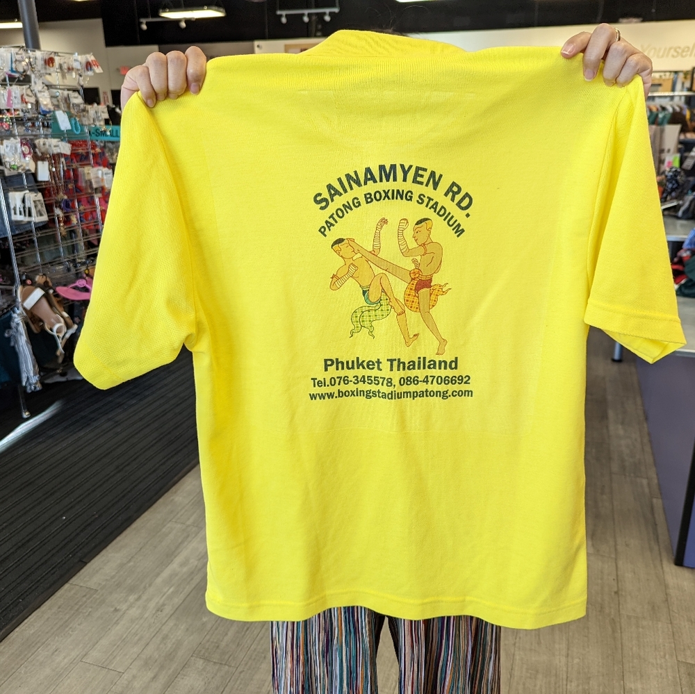 Official Patong Boxing Stadium Yellow Polo Shirt from Phuket, Thailand